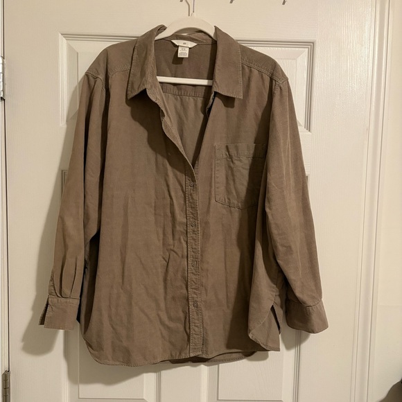 H&M Tops - H&M Taupe Corduroy Shirt